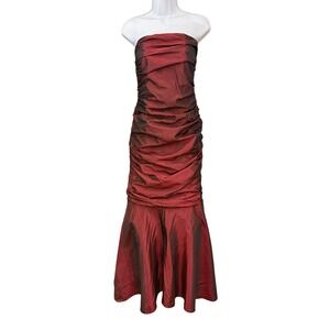 Vintage 90's Y2K Georgette Strapless Gown Gothic Dark Romance Vampy Mermaid